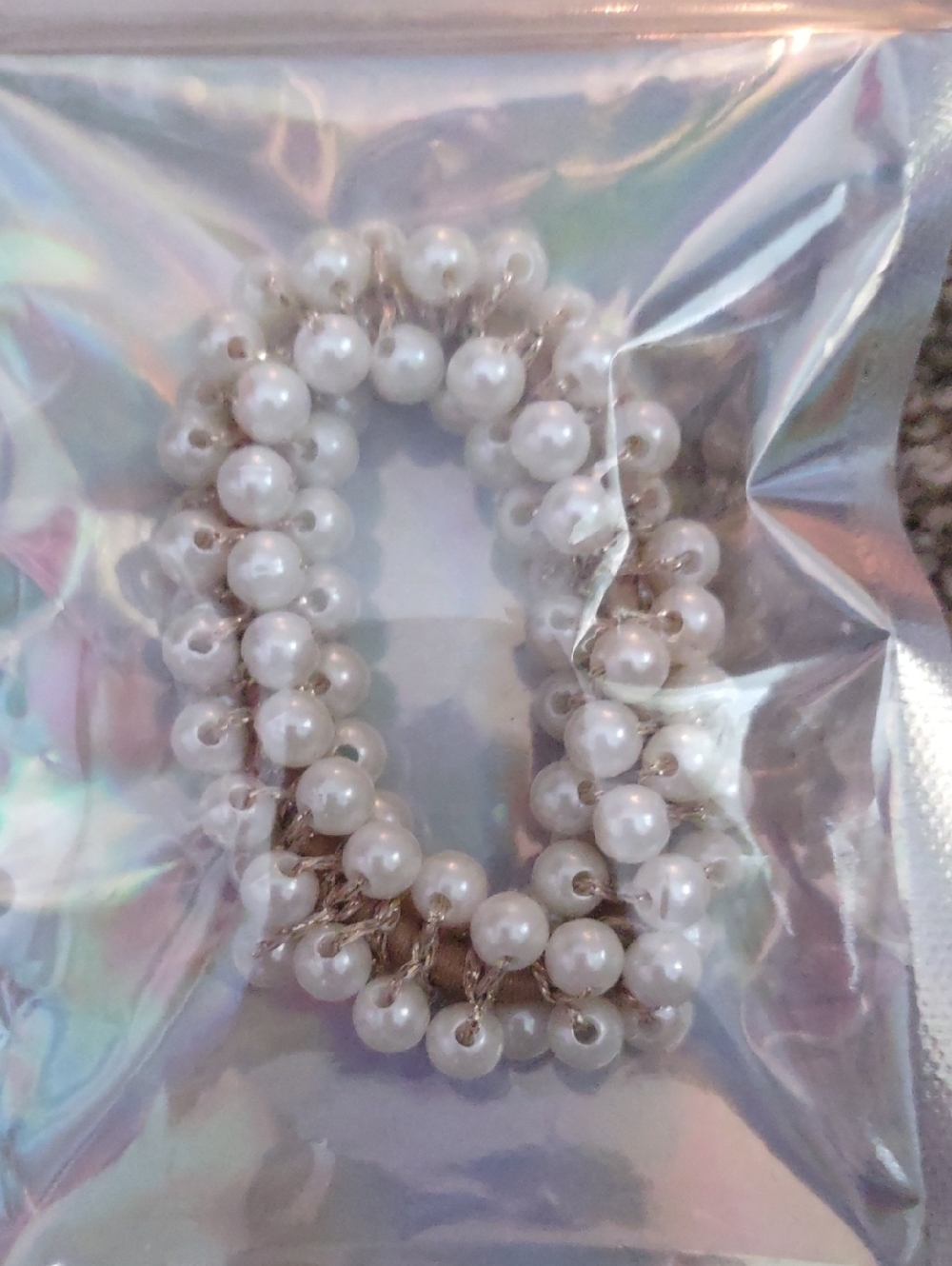 Beaded, Pearl, Ponytail Band, New In Package